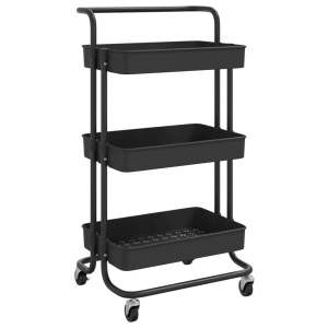 vidaXL, vidaXL Küchenwagen 3 Etagen Schwarz 42x35x85 cm Eisen und ABS, vidaXL Küchenwagen 3 Etagen Schwarz 42x35x85 cm Eisen und ABS