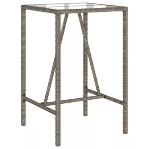 vidaXL, vidaXL Garten-Bartisch Grau 70x70x110 cm Poly Rattan, vidaXL Garten-Bartisch Grau 70x70x110 cm Poly Rattan