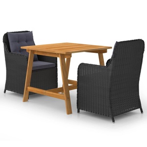 vidaXL, vidaXL 3-tlg. Garten-Essgruppe Schwarz, vidaXL 3-tlg. Garten-Essgruppe Schwarz