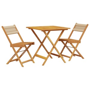 vidaXL, vidaXL 3-tlg. Bistro-Set Beige Polypropylen und Massivholz