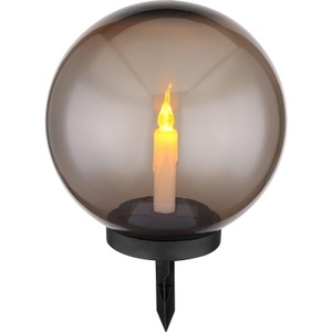 mutoni light, Solarleuchte Kunststoff schwarz LED, Globo Solarleuchte , 33819 , Grau , Kunststoff , 38.5 cm , Flackerfunktion , 004558675101