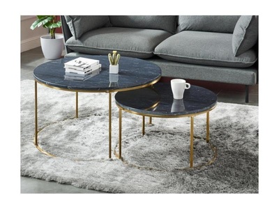 Vente-unique, Couchtisch 2erSet Marmor Metall ANGELA Couchtisch 2erSet Marmor Metall ANGELA