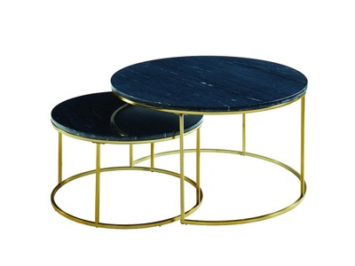 Vente-unique, Couchtisch 2erSet Marmor Metall ANGELA Couchtisch 2erSet Marmor Metall ANGELA