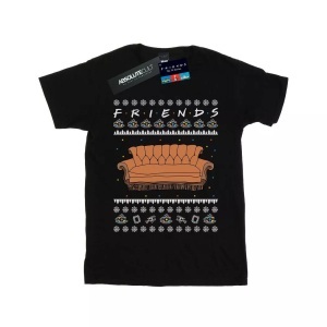 FRIENDS, Fair Isle Couch Tshirt Damen Schwarz XXL