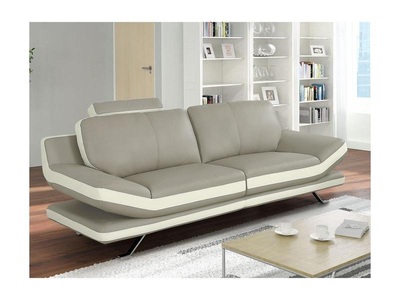 Vente-unique, Ledersofa 3Sitzer LATIKA Elfenbein Ledersofa 3Sitzer LATIKA Elfenbein, 