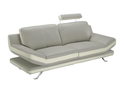 Vente-unique, Ledersofa 3Sitzer LATIKA Elfenbein Ledersofa 3Sitzer LATIKA Elfenbein, 