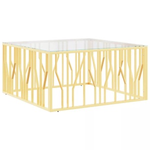 vidaXL, vidaXL Couchtisch 100x100x50 cm Edelstahl und Glas