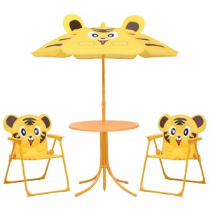 vidaXL, vidaXL 3-tlg. Garten-Bistro-Set für Kinder mit Sonnenschirm Gelb, vidaXL 3-tlg. Garten-Bistro-Set für Kinder mit Sonnenschirm Gelb