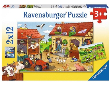 Ravensburger, RAVENSBURGER Puzzle 2x12 Teile Fleissig auf dem Bauernhof, Puzzle Ravensburger Fleißig auf dem Bauernhof 2 X 12 Teile