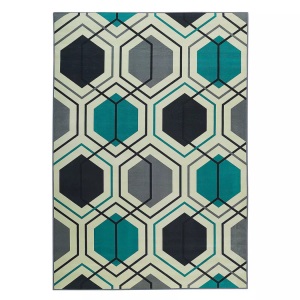 Beliani, Beliani Teppich bunt 140 x 200 cm Kurzflor GIRESUN, Beliani - Teppich aus Polyester Modern GIRESUN, 200 cm, Rauch