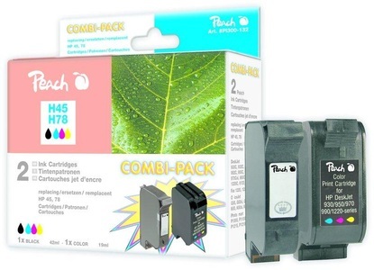 Peach, Peach Combi Pack n zu 45/78 schwarz/mehrfarbig Tintenpatrone, Peach HP 45 2 Druckköpfe (bk, col) ersetzt HP No. 45, No. 78, 51645A, C6578D für z.B. HP Color Copier 290, HP DeskJet 1220 C, HP DeskJet 1220 C/PS