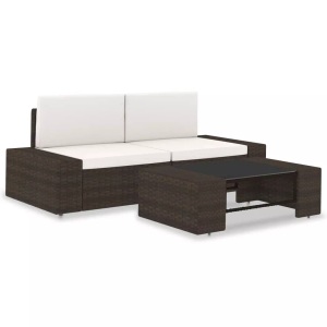Diverse Hardware, 3-tlg. Garten-Lounge-Set Poly Rattan Braun