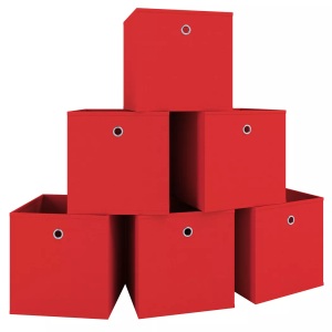 VCM, 6er Set Faltbox Klappbox Stoff Kiste Faltschachtel Regalbox Aufbewahrung Boxas 6er Set Faltbox Klappbox Stoff Kiste Faltschachtel Regalbox Aufbewahrung Boxas, VCM - 6er Set Faltbox | Klappbox Stoff Kiste Faltschachtel Maße ca. H. 28 x B. 27 T. cm Regalbox Boxas, 27cm, Rot Bunt