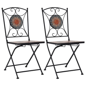 vidaXL, vidaXL Mosaik-Bistrostühle 2 Stk. Orange / Grau