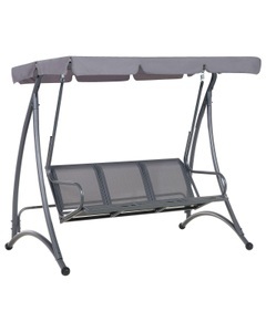 Beliani, Hollywoodschaukel Sonnendach grau BOGART, Beliani - Hollywoodschaukel aus Stahl Klassisch BOGART, One Size, Spacegrau