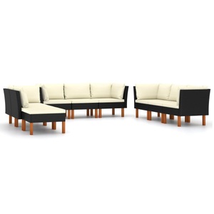 vidaXL, vidaXL 9-tlg. Garten-Lounge-Set mit Kissen Poly Rattan Schwarz