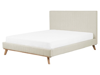 Beliani, Beliani Bett beige Samtstoff Lattenrost 160 x 200 cm TALENCE, Beliani - Bett mit Lattenrost aus Chenillegewebe Modern TALENCE, 160X200CM, Baumnuss