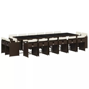 vidaXL, vidaXL 17-tlg. Garten-Essgruppe mit Kissen Braun Poly Rattan, vidaXL 17-tlg. Garten-Essgruppe mit Kissen Braun Poly Rattan