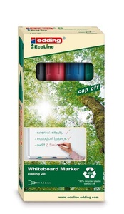 edding, edding Marqueur pour tableau blanc 28 4, Edding 28, Boardmarker, EcoLine, 1.5mm, 4-28-4, (4-farbig assortiert)