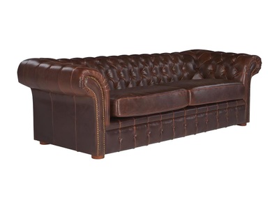 Vente-unique, Chesterfield Ledersofa 3Sitzer CLOTAIRE Vintage Leder Chesterfield Ledersofa 3Sitzer CLOTAIRE Vintage Leder, 