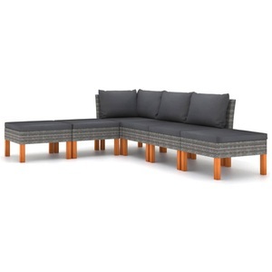 vidaXL 6-tlg. Garten-Lounge-Set mit Kissen Poly Rattan Grau