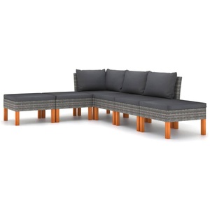 vidaXL, vidaXL 6-tlg. Garten-Lounge-Set mit Kissen Poly Rattan Grau