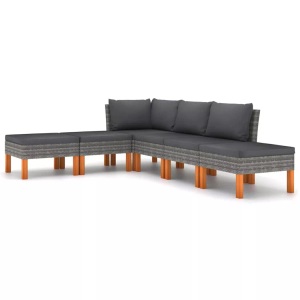vidaXL, vidaXL 6-tlg. Garten-Lounge-Set mit Kissen Poly Rattan Grau