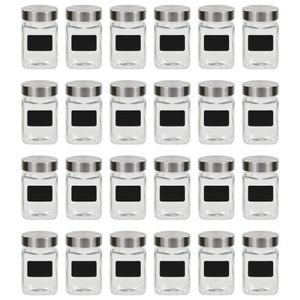 vidaXL, vidaXL Vorratsgläser mit Aufkleber 24 Stk. 300 ml, vidaXL Vorratsgläser mit Aufkleber 24 Stk. 300 ml