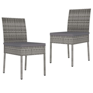 vidaXL, vidaXL Garten-Essstühle 2 Stk. Poly Rattan Grau, vidaXL Garten-Essstühle 2 Stk. Poly Rattan Grau