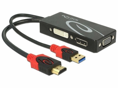 Delock, DeLock HDMI zu DVI/VGA/DP Adapter, 4K, 30hz, Delock Adapter 4K, 30HZ HDMI/USB 2.0 - DVI-D/VGA/DisplayPort