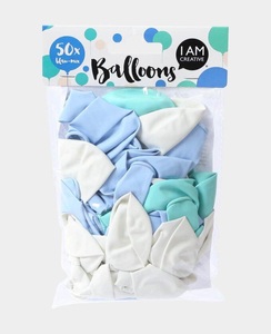 I am Creative, Luftballons, blau/weiss, 50 S., I AM CREATIVE Luftballon Mehrfarbig, 50 Stück