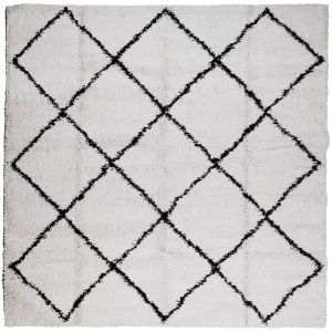vidaXL, vidaXL Teppich Shaggy Hochflor Modern Creme und Schwarz 120x120 cm
