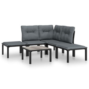 vidaXL, vidaXL 6-tlg. Garten-Lounge-Set Schwarz und Grau Poly Rattan