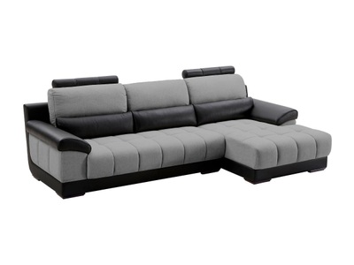 Vente-unique, Ecksofa - Ecke Rechts - Stoff & Leder - Schwarz & Grau - ARAGON Ecksofa - Ecke Rechts - Stoff & Leder - Schwarz & Grau - ARAGON, 
