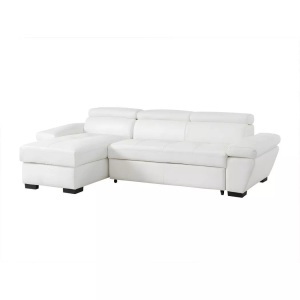 Vente-unique, Ecksofa Leder mit Schlaffunktion Ecke Links JONOVA Ecksofa Leder mit Schlaffunktion Ecke Links JONOVA, Vente-unique - Ecksofa Leder mit Schlaffunktion Ecke Links JONOVA, One Size, Weiss