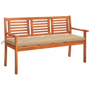 vidaXL, vidaXL 3-Sitzer-Gartenbank mit Auflage 150 cm Massivholz Eukalyptus, vidaXL 3-Sitzer-Gartenbank mit Auflage 150 cm Massivholz Eukalyptus