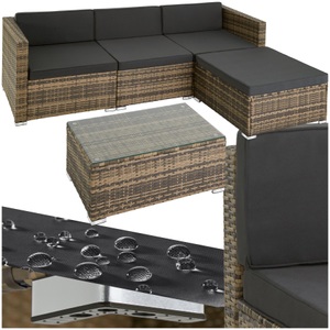 TecTake, Rattan Lounge Florenz Rattan Lounge Florenz, Tectake - Rattan Lounge Florenz, One Size, Beige