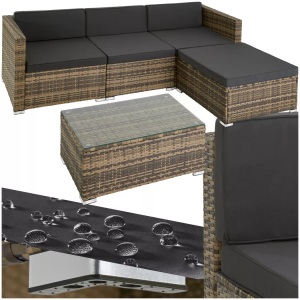 TecTake, Rattan Lounge Florenz Rattan Lounge Florenz, Tectake - Rattan Lounge Florenz, One Size, Beige