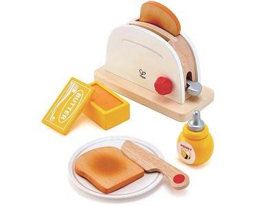 Hape, Hape Pop-Up-Toaster-Set, Pop-Up-Toaster-Set 7-teilig aus Holz