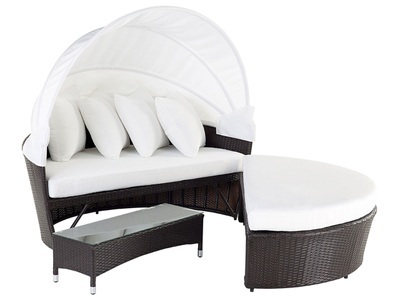 Beliani, Sonneninsel Rattan dunkelbraun Sonnendac, 