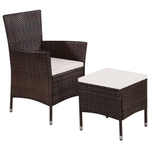 Diverse Hardware, Gartenstuhl und Hocker mit Polstern Poly Rattan Braun