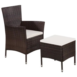 Diverse Hardware, Gartenstuhl und Hocker mit Polstern Poly Rattan Braun, vidaXL Gartenstuhl und Hocker mit Polstern Poly Rattan Braun