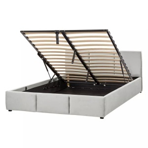 Beliani, Bett mit Bettkasten aus Samtstoff BOUSSE Bett mit Bettkasten aus Samtstoff BOUSSE, Beliani - Bett mit Stauraum aus Samtstoff BOUSSE, 140x200 cm, Rauch