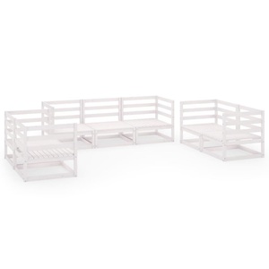 vidaXL, vidaXL 7-tlg. Garten-Lounge-Set Weiß Kiefer Massivholz