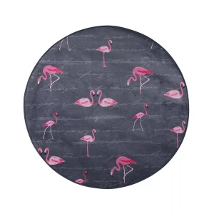 Beliani, Beliani Teppich grau Flamingo-Muster ø 120 cm rund KERTE, Beliani - Teppich aus Polyester Modern KERTE, 120cm, Spacegrau