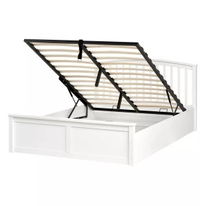Beliani, Beliani - Bett mit Stauraum aus Kiefernholz CLARBEC, 140x200 cm, Weiss Bunt, Beliani - Bett mit Stauraum aus Kiefernholz CLARBEC, 140x200 cm, Weiss Bunt
