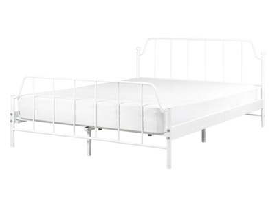 Beliani, Bett mit Lattenrost aus Eisen MAURESSAC Bett mit Lattenrost aus Eisen MAURESSAC, Beliani - Bett mit Lattenrost aus Eisen MAURESSAC, 140x200 cm, Weiss Bunt