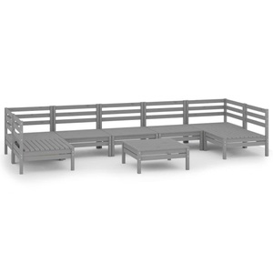 vidaXL, vidaXL 8-tlg. Garten-Lounge-Set Grau Massivholz Kiefer