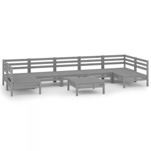 vidaXL, vidaXL 8-tlg. Garten-Lounge-Set Grau Massivholz Kiefer