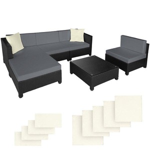 TecTake, Rattan Lounge mit Aluminiumgestell inkl. Bezüge in 2 Farben Rattan Lounge mit Aluminiumgestell inkl. Bezüge in 2 Farben